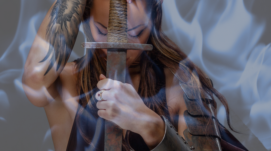 The Blue Flame Warrior Woman Rises Once More