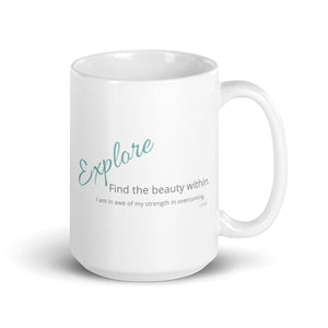 Carin Camen Exclusive - The Ember Within - Thoughts to Explore - White Glossy Mug