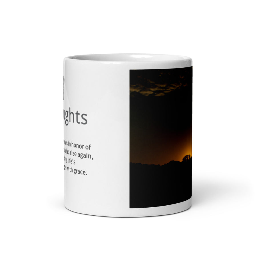Carin Camen Exclusive - Let's Get Lost Adventures - Evening Thoughts - Bow of Honor - White Glossy Mug